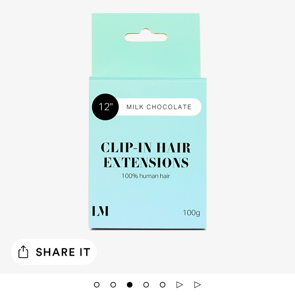 12” chocolate brown clip-in hair extensions - never worn, in original box